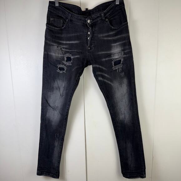DSQUARED2 GLOBETROTTER size 44 Distressed Jeans black‎ Sz - Picture 1 of 7